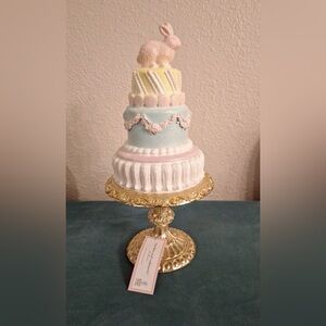 Cupcakes and Cashmere 3 tiered artificial cake and gold stand - Easter Bunny NEW